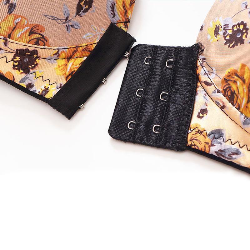 WOMENS FRONT BUCKLE GATHERED PRINT BRA