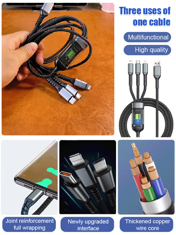 Transparent Luminous Charging 3-in-1 Data Cable